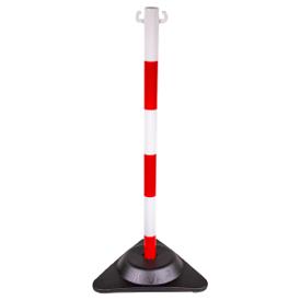 X-POST Markierungspfosten Rot/Weiß mit 2 Haken – 900 mm Höhe, PP-Sockel 2,9 kg | Ideal für Korrosionsschutz