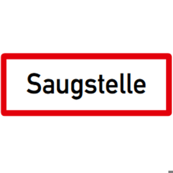 Feuerwehrzeichen DIN 4066 - Hinweisschild Saugstelle | 74 x 210 mm | Flachform 2 mm