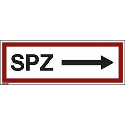 Brandschutzkennzeichen für die Feuerwehr - SPZ Rechtsweisend - Pfeil nach Rechts - 10 Stk - Folie - Langnachleuchtend - 297 x 105 mm