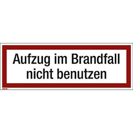 Feuerwehr Brandschutzkennzeichen - Aufzug im Brandfall nicht benutzen (VE 10 Stk) | Folie, langnachleuchtend | 210 x 74 mm