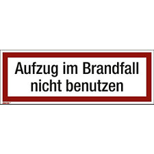 Brandschutzkennzeichen für die Feuerwehr - Aufzug im Brandfall NICHt benutzen - 10er Pack - Folie - Langnachleuchtend - Größe: 297 x 105 mm