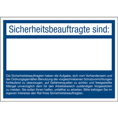 Sicherheitsbeauftragte - Blau - Kunststoff - 210 x 150 mm