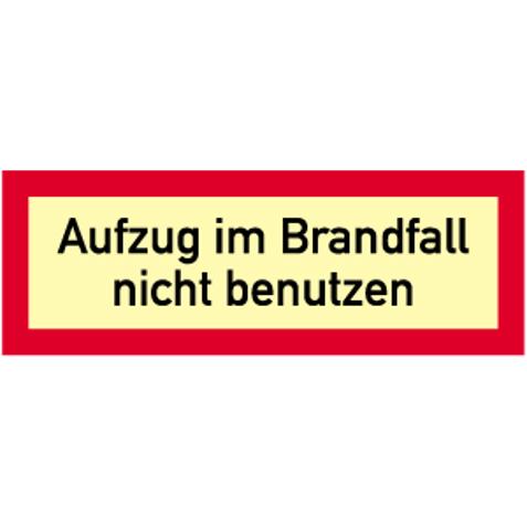 Aufkleber Aufzug nicht benutzen im Brandfall - DIN 4066 | Langnachleuchtend | 160 mcd | 297x105 mm