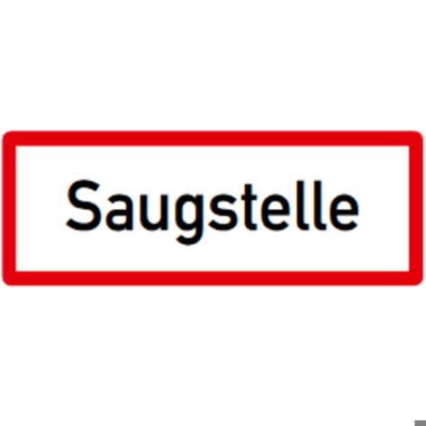 Feuerwehr Hinweisschild Saugstelle - 148 x 420 mm - Flachform 2 mm - DIN 4066