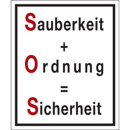 Sauberkeit und Ordnung für mehr Sicherheit - Rot/Schwarz - Aluminium - 500 x 600 x 0,5 mm