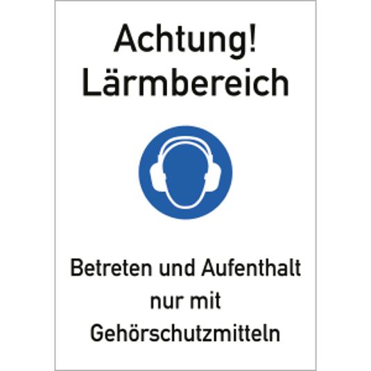 ISO 7010 Achtung Lärmbereich Kombischild - Kunststoff - 210x297 mm