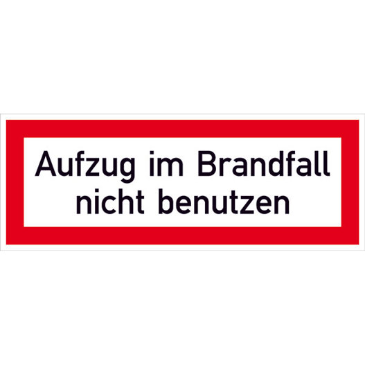Aufzug im Brandfall Nicht Benutzen - Brandschutz Sicherheitsmarkierung | Nachleuchtend | 29,7 x 10,5 cm | DIN 4066-D1