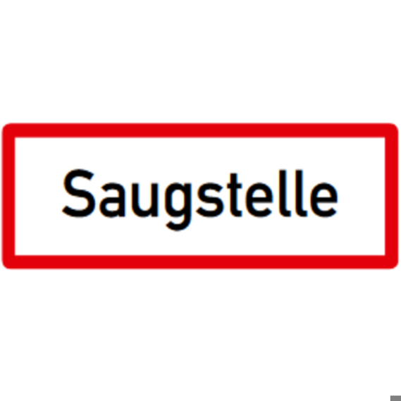 Hinweisschild Saugstelle - 210 x 594 mm - RA1 - Flachform 2 mm - Feuerwehrzeichen nach DIN 4066
