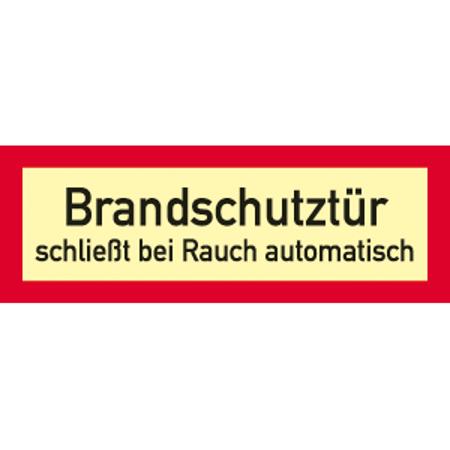 Brandschutztür Aufkleber - Automatisches Schließen bei Rauch | Langnachleuchtende Folie | 297x105 mm | 160 mcd