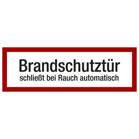 Brandschutzschild "Brandschutztür Rauch" - DIN Konform - Folie - 210 x 74 mm - 10 Stück