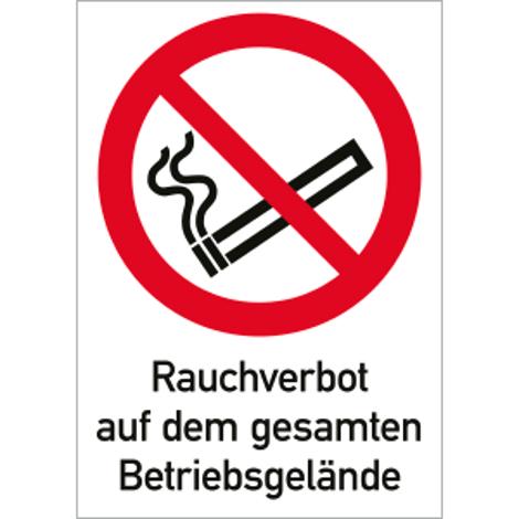Rauchverbotsschild ISO 7010 - Kombischild aus Aluminium, 210x297 mm - Betriebskennzeichnung