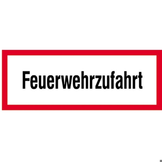 Feuerwehrzeichen DIN 4066 - Hinweisschild Feuerwehrzufahrt, 148 x 420 mm, Flachform, 2 mm