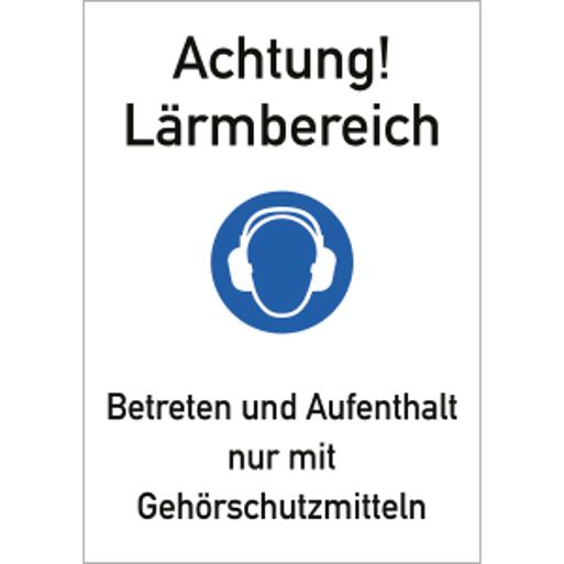 Hinweisschild Lärmbereich ISO 7010 - Kombischild aus Aluminium, 262x371 mm