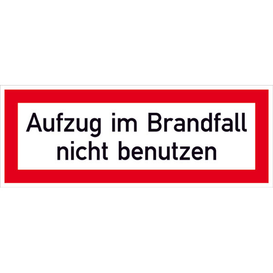 Feuerwehrzeichen DIN 4066 - Aufzug im Brandfall nicht benutzen | Alu, langnachleuchtend | 14,8x5,2 cm