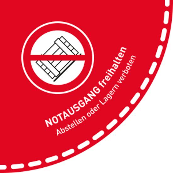Rutschhemmender Fußbodenaufkleber – Notausgang freihalten | 900x900mm | Hochwertige Folie