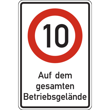 Betriebskennzeichnungsschild "10" - Text: Auf dem gesamten Betriebsgelände - 420 x 630 x 2 mm