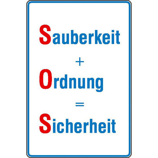 Hinweisschild "Sauberkeit + Ordnung = Sicherheit" - Betriebskennzeichnung aus Aluminium | 40x60 cm