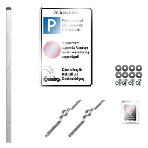 Kombischild Komplett-Set für Betriebsgelände | Parken & Halteverbot 10 km/h, Aluminium, 60x90 cm